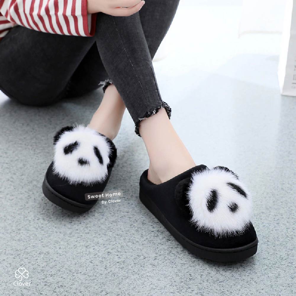 Pantuflas Panda Negras