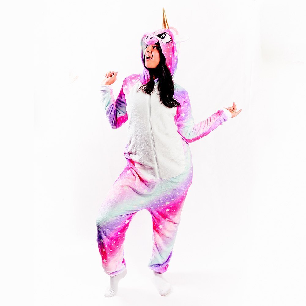 Pijama térmica enteriza unicornio estrellas arcoiris