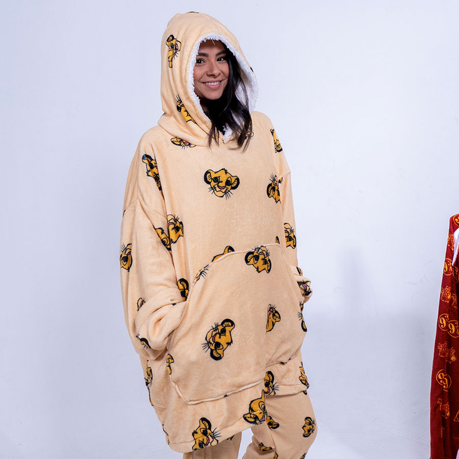 hoodie oversize pijama con capucha rey leon