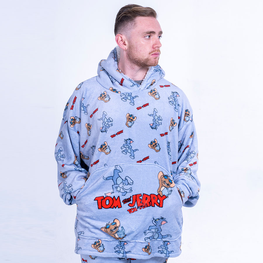 hoodie oversize tom y jerry pijama para hombre