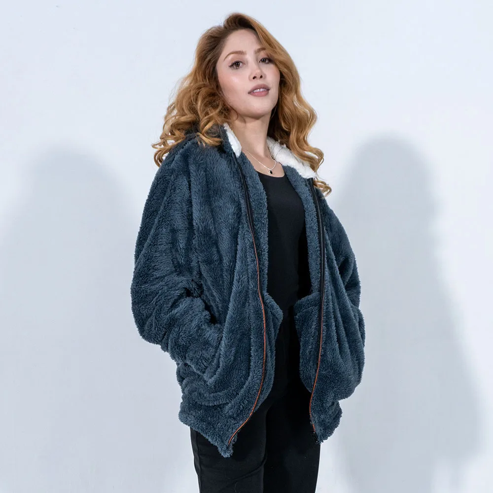 Teddy Jacket Gris Mujer